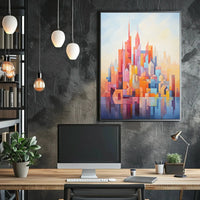 Vibrant geometric cityscape design abstract artistic poster PosterGoat