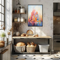 Vibrant geometric cityscape design abstract artistic poster PosterGoat