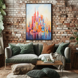Vibrant geometric cityscape design abstract artistic poster PosterGoat