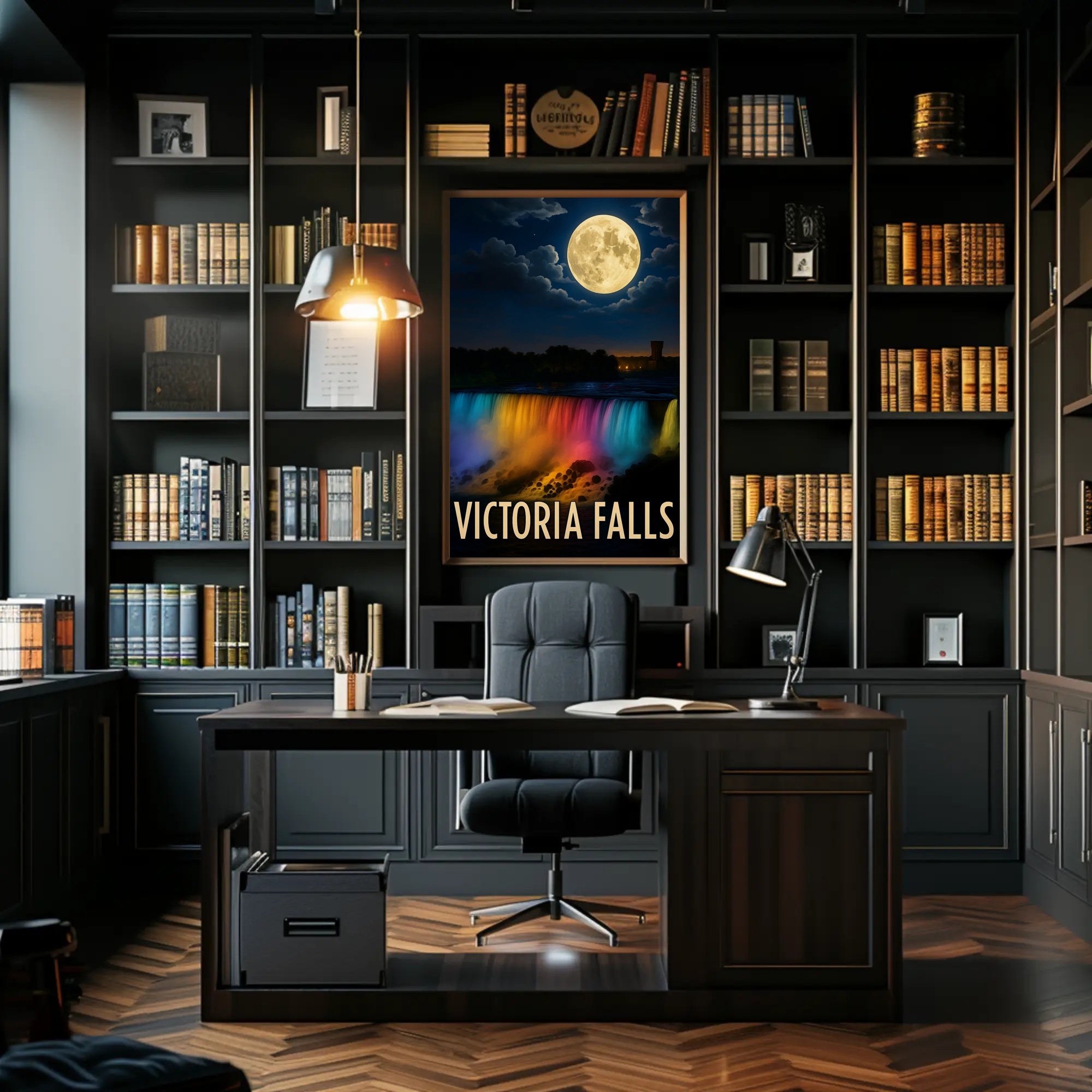 Victoria Falls Nightscape Travel Poster PosterGoat