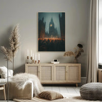 Victorian Candlelit Vigil in Gothic London Poster PosterGoat