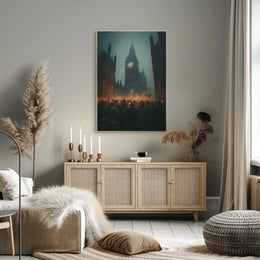 Victorian Candlelit Vigil in Gothic London Poster PosterGoat