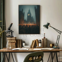 Victorian Candlelit Vigil in Gothic London Poster PosterGoat