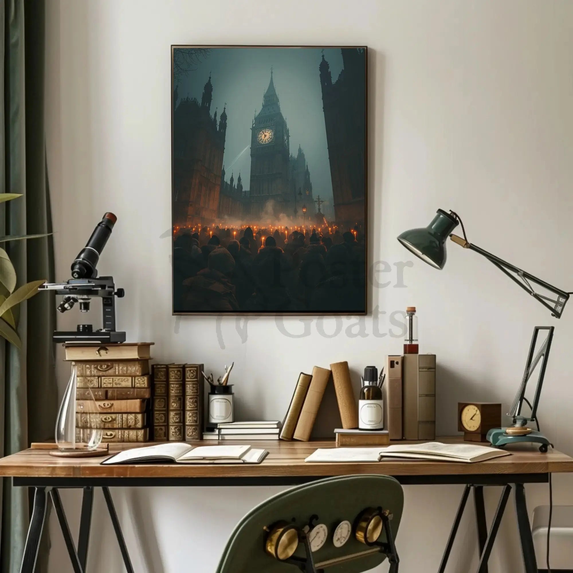 Victorian Candlelit Vigil in Gothic London Poster PosterGoat