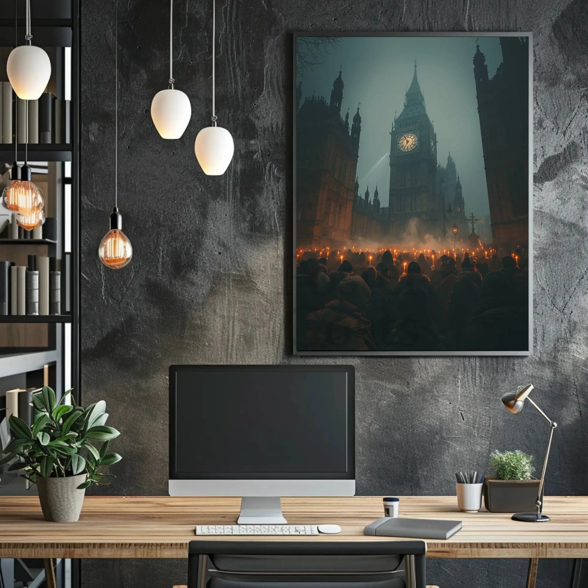 Victorian Candlelit Vigil in Gothic London Poster PosterGoat