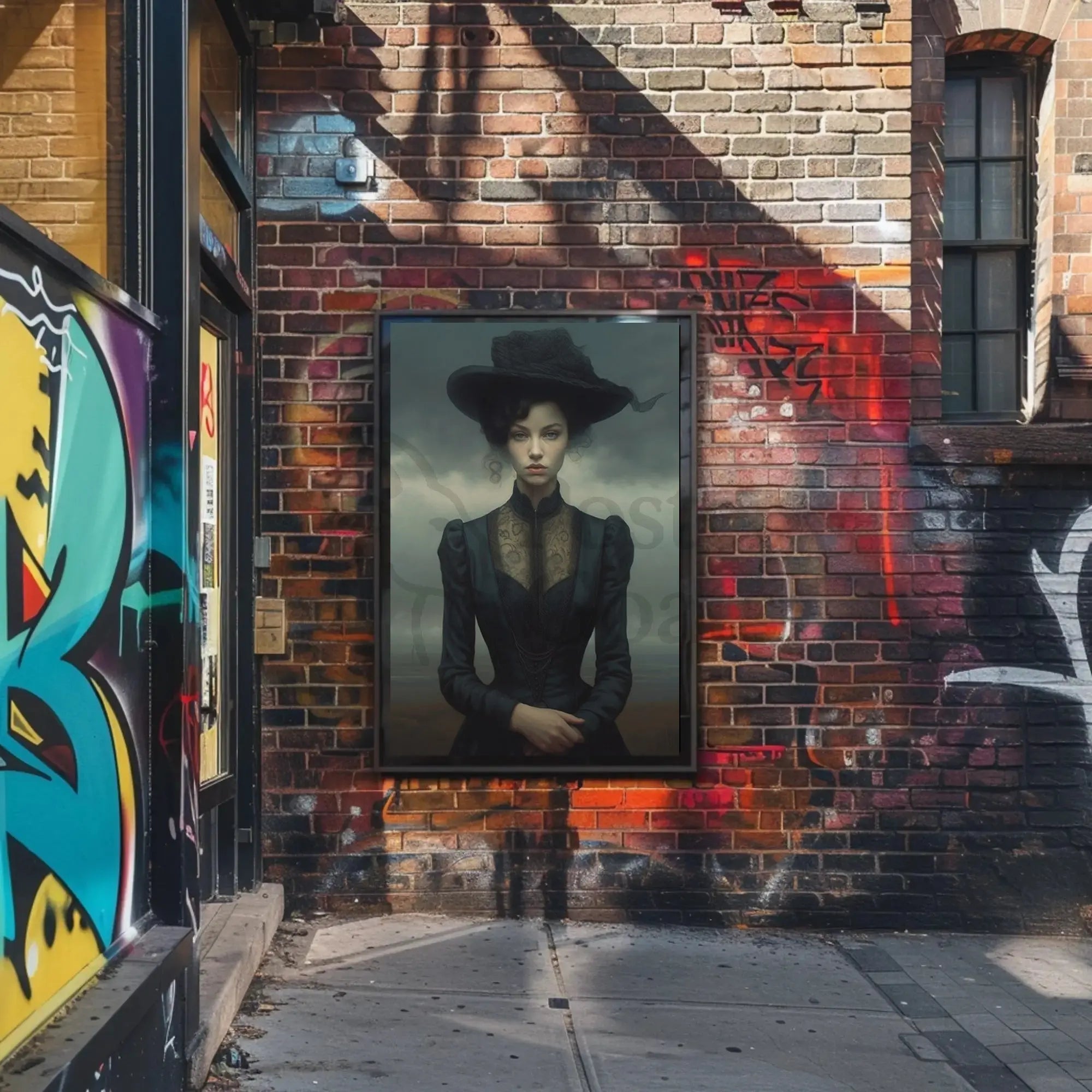 Victorian Elegance in Monochrome Heritage Poster enhances urban art with timeless sophistication and intricate designs.