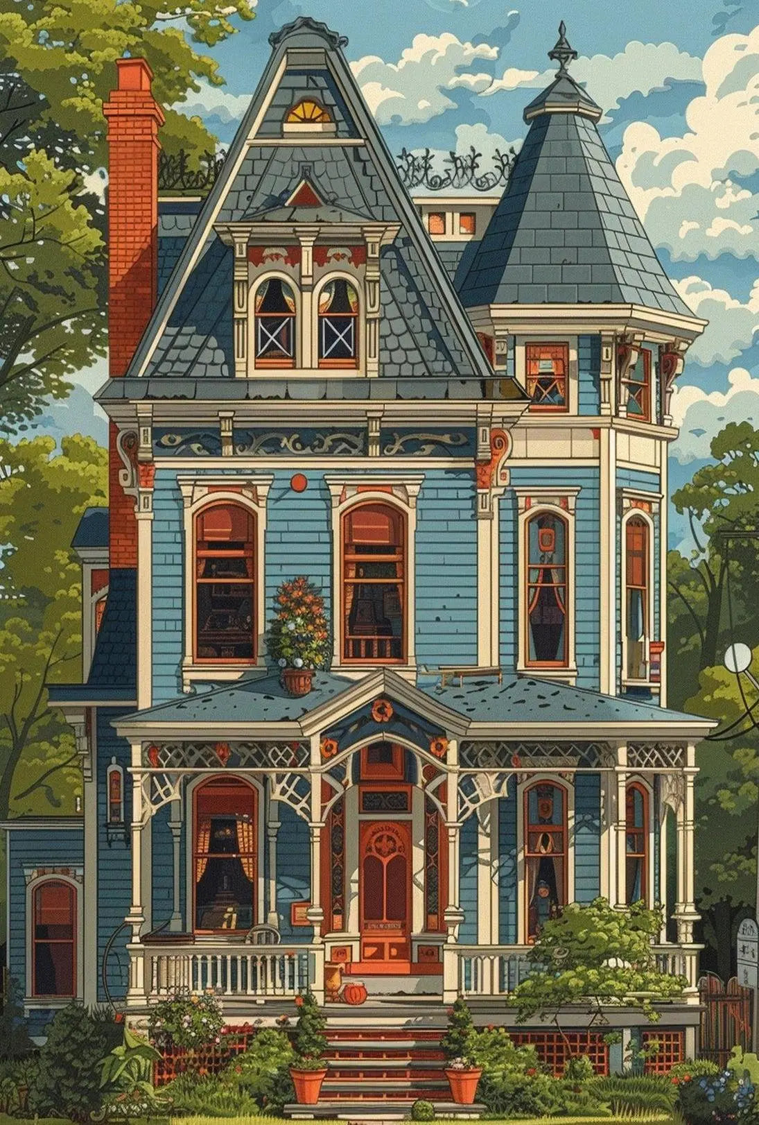Victorian Elegance: Classic Home Illustration Cultural or Heritage Poster PosterGoat