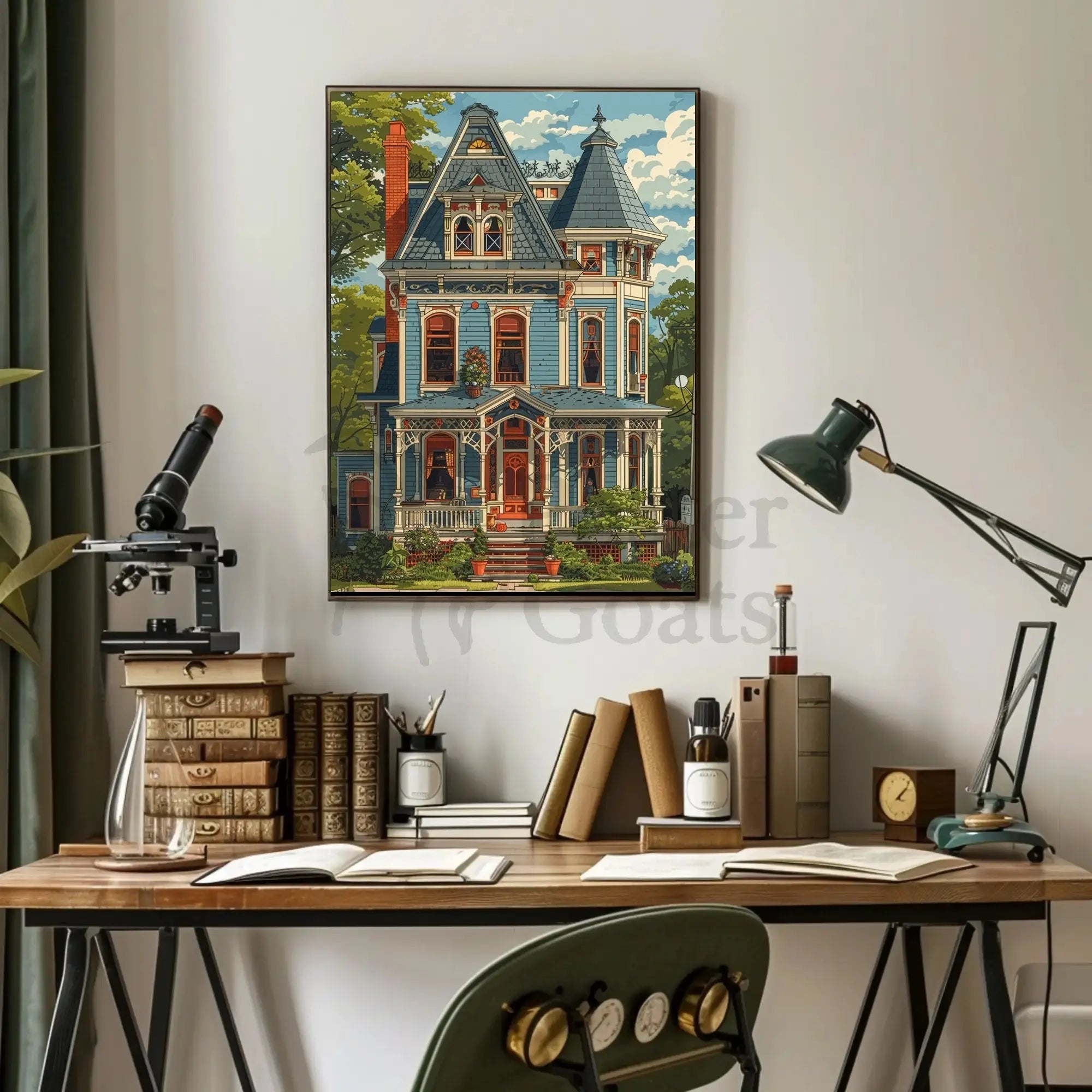 Victorian Elegance: Classic Home Illustration Cultural or Heritage Poster PosterGoat