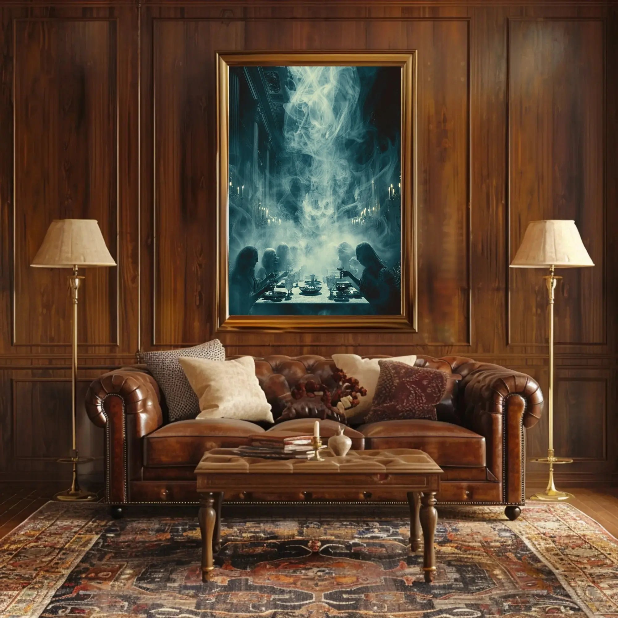 Victorian Ghostly Dinner Scene: Abstract, Artistic Poster PosterGoat