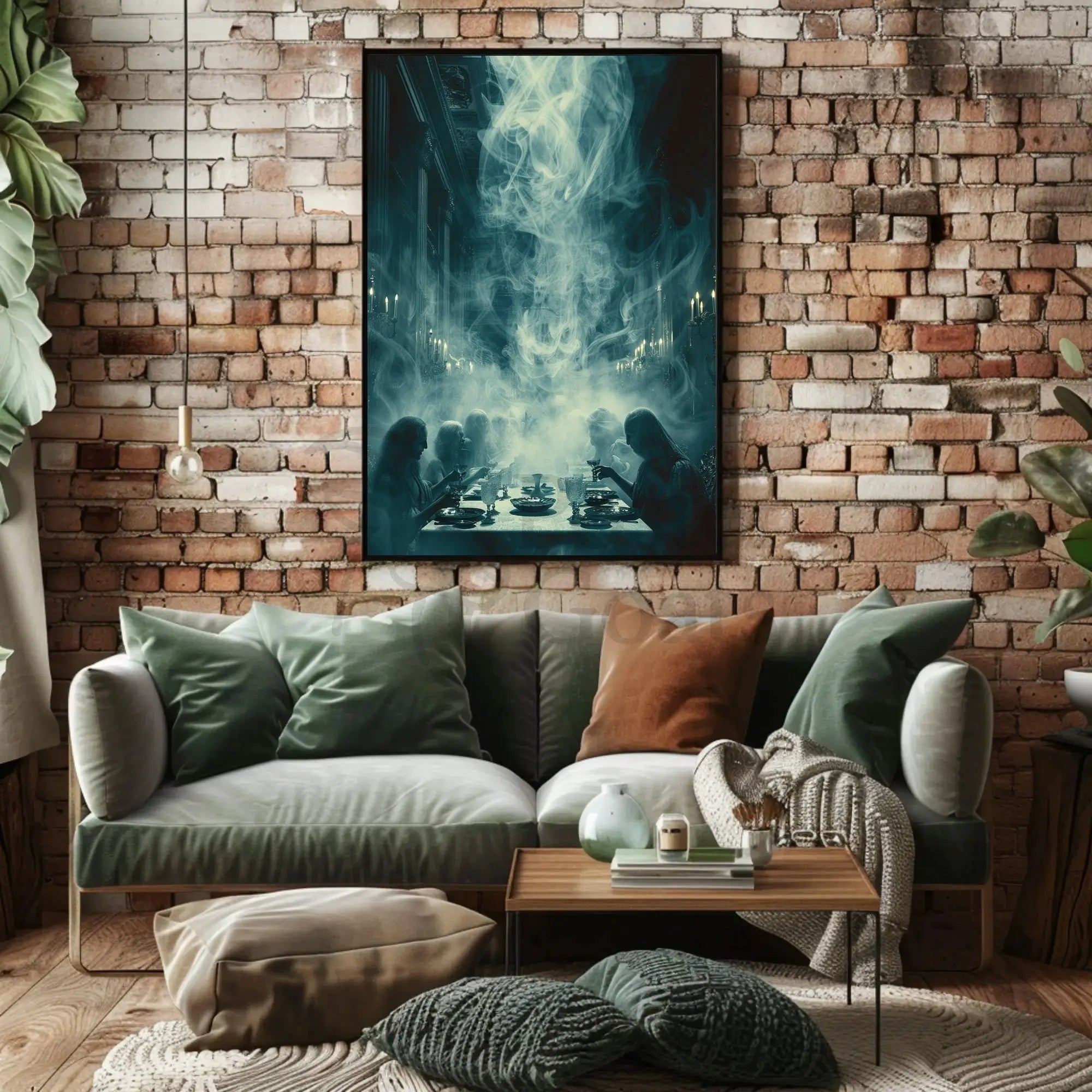 Victorian Ghostly Dinner Scene: Abstract, Artistic Poster PosterGoat