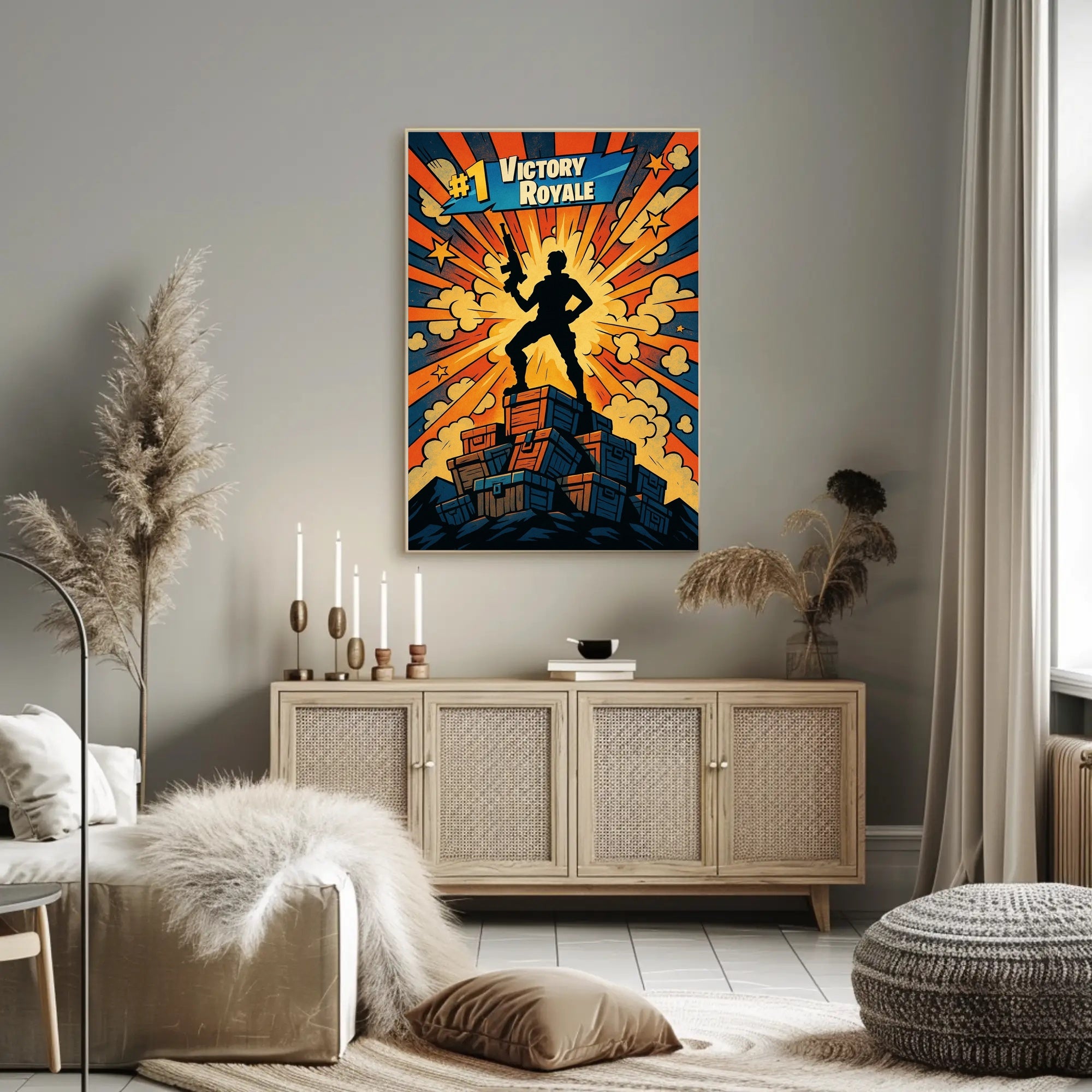 Victory Royale Comic Style Gaming Triumph Pop Culture Poster PosterGoat