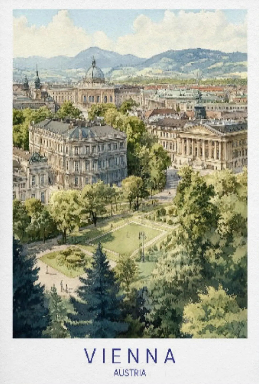 Vienna in Watercolor: A Classic Travel Poster PosterGoat