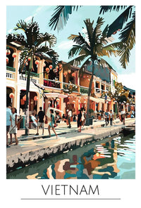 Vietnam Street Scene Lively Cultural Travel Poster PosterGoat