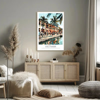 Vietnam Street Scene Lively Cultural Travel Poster PosterGoat