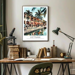 Vietnam Street Scene Lively Cultural Travel Poster PosterGoat