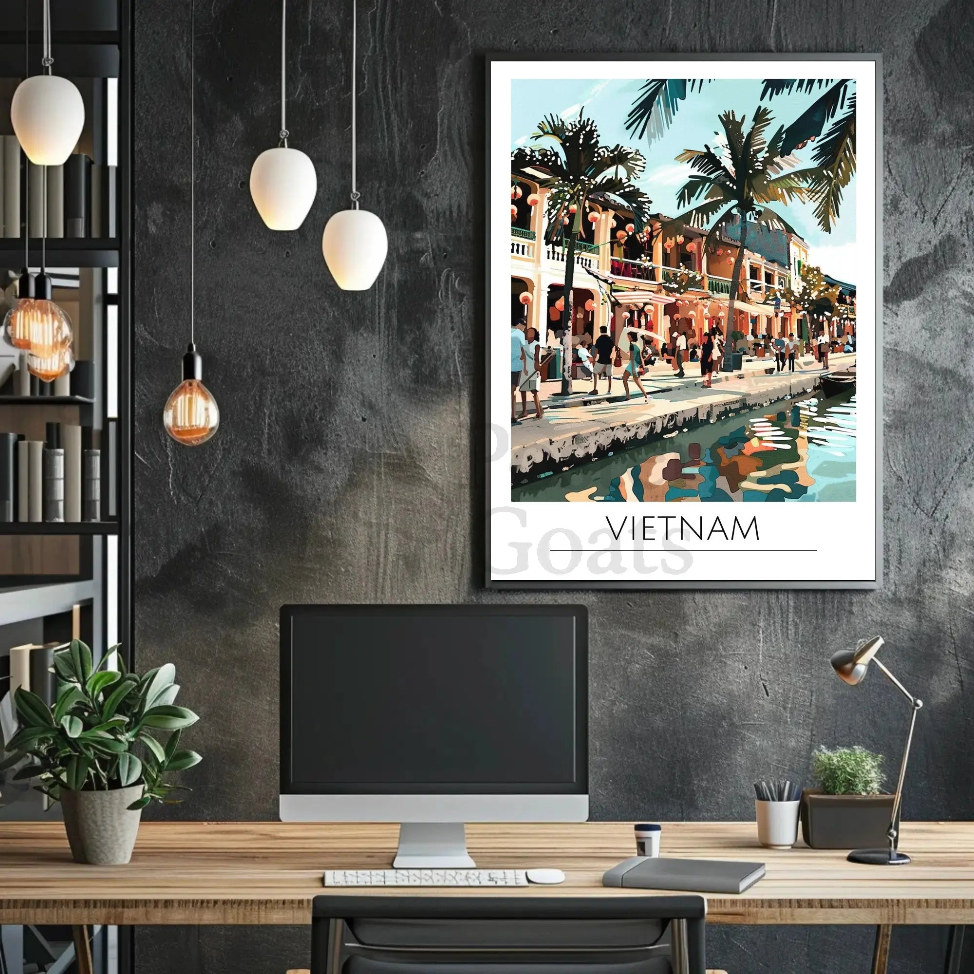 Vietnam Street Scene Lively Cultural Travel Poster PosterGoat