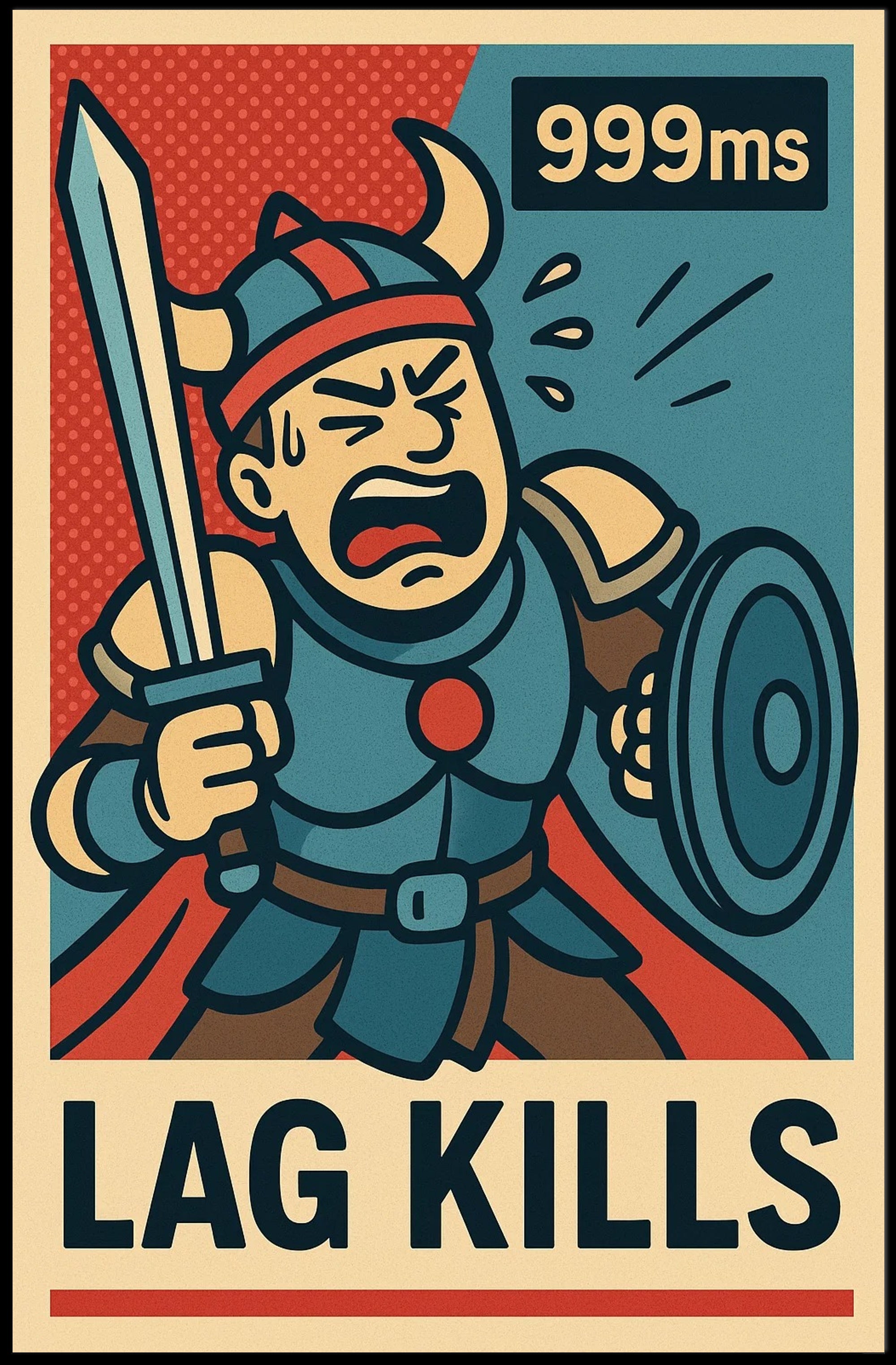 Viking Gamer Frustration Art Print: Fantasy Mythology Poster PosterGoat