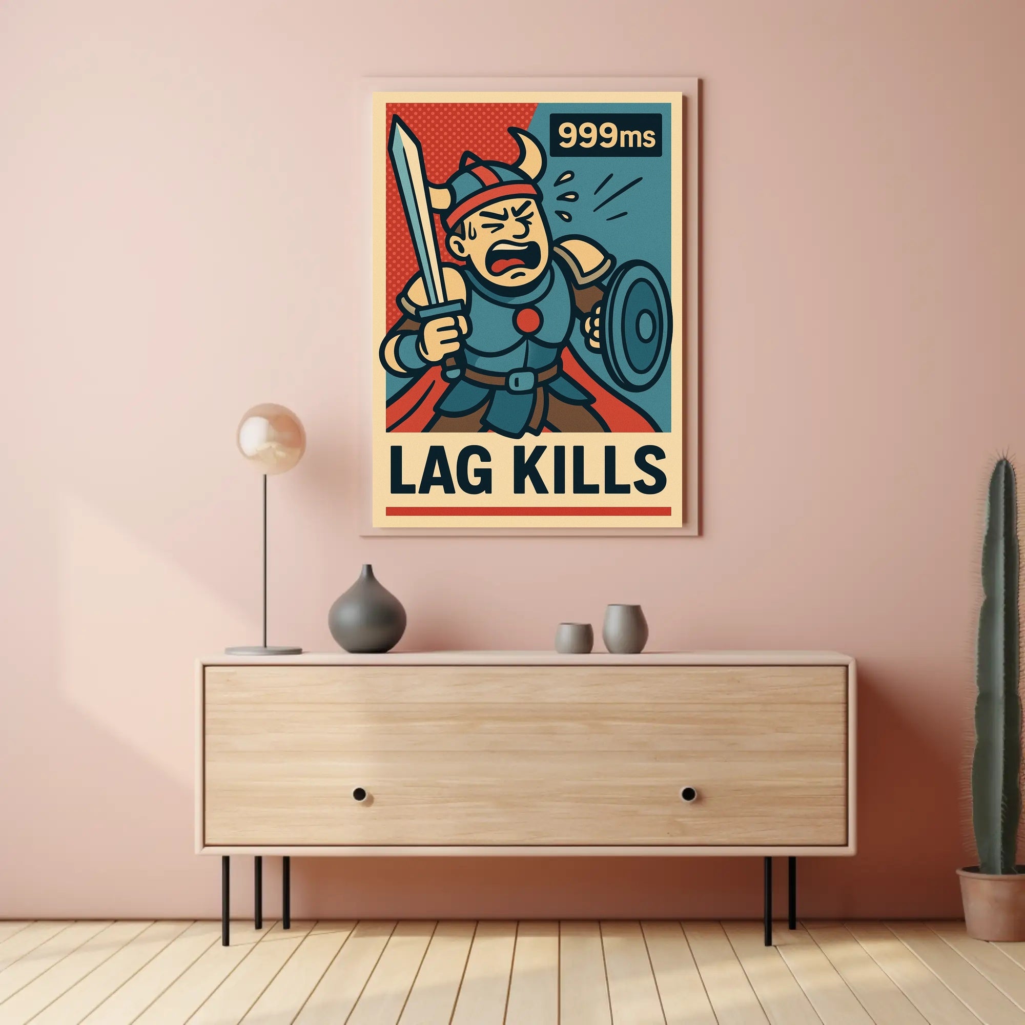Viking Gamer Frustration Art Print: Fantasy Mythology Poster PosterGoat