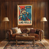 Viking Gamer Frustration Art Print: Fantasy Mythology Poster PosterGoat