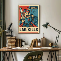 Viking Gamer Frustration Art Print: Fantasy Mythology Poster PosterGoat