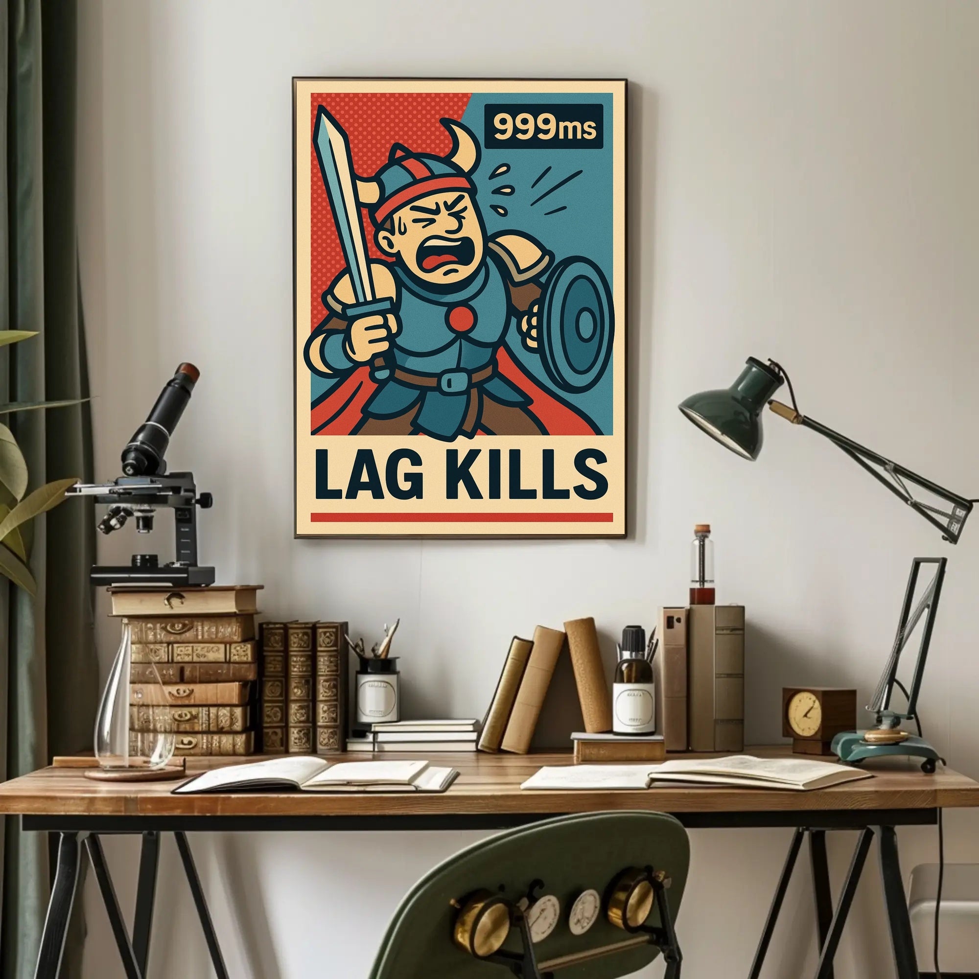 Viking Gamer Frustration Art Print: Fantasy Mythology Poster PosterGoat