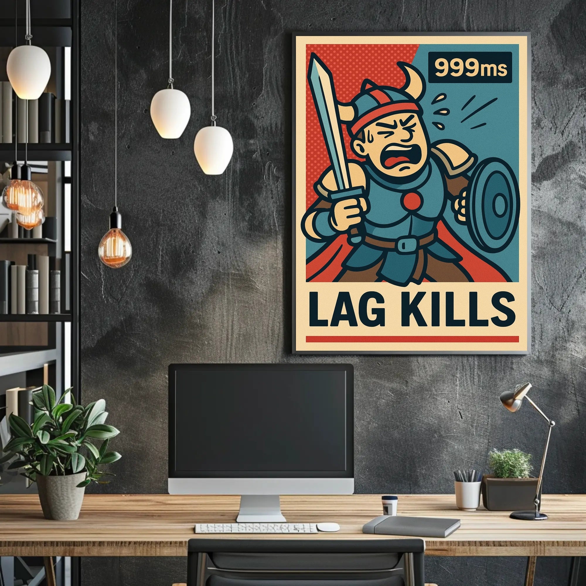 Viking Gamer Frustration Art Print: Fantasy Mythology Poster PosterGoat