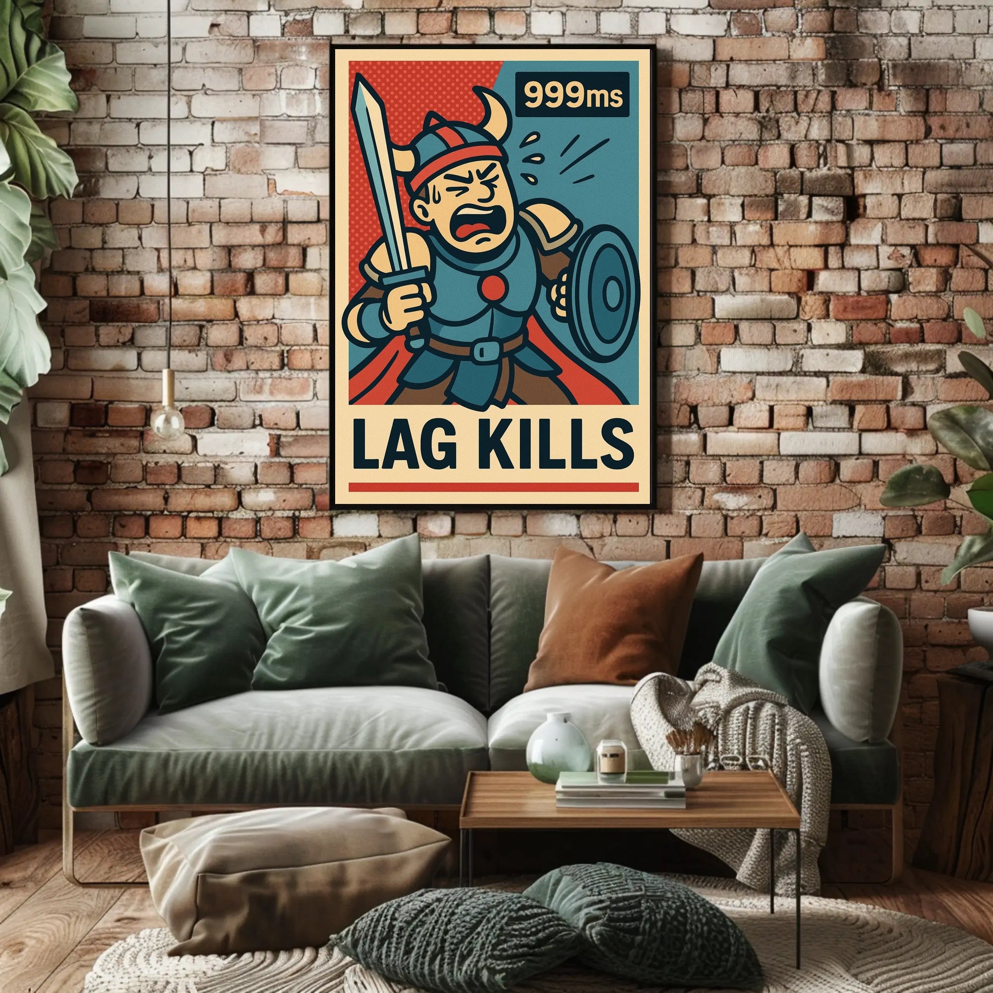 Viking Gamer Frustration Art Print: Fantasy Mythology Poster PosterGoat