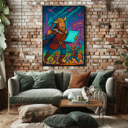 Viking Sci-Fi Adventure Whimsical Futuristic Sci-Fi Poster PosterGoat