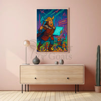 Viking Sci-Fi Adventure Whimsical Futuristic Sci-Fi Poster PosterGoat