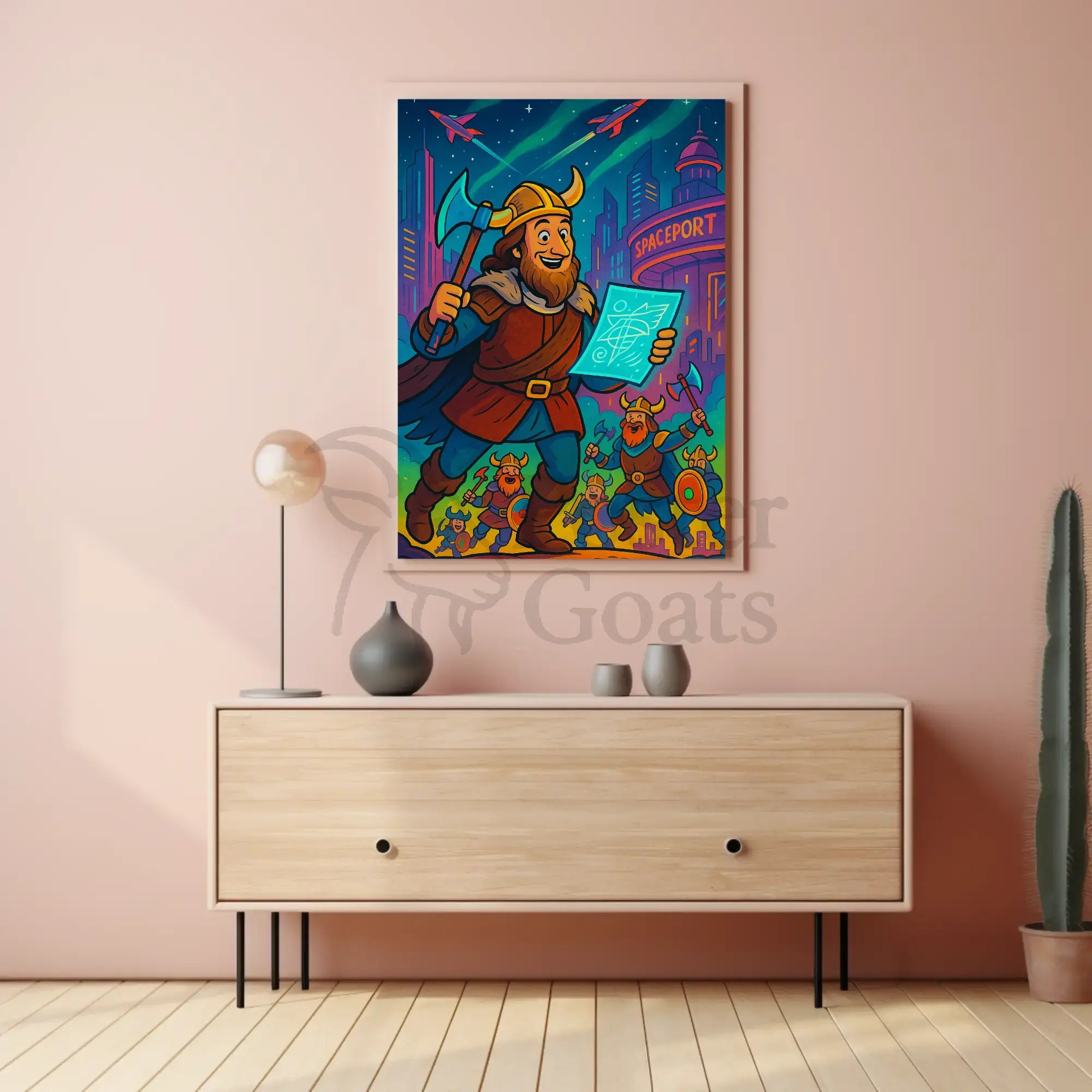 Viking Sci-Fi Adventure Whimsical Futuristic Sci-Fi Poster PosterGoat