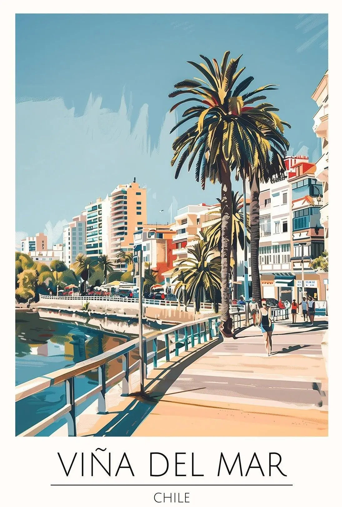 Viña del Mar Coastal Scene Travel Poster PosterGoat