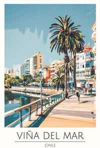 Viña del Mar Coastal Scene Travel Poster PosterGoat