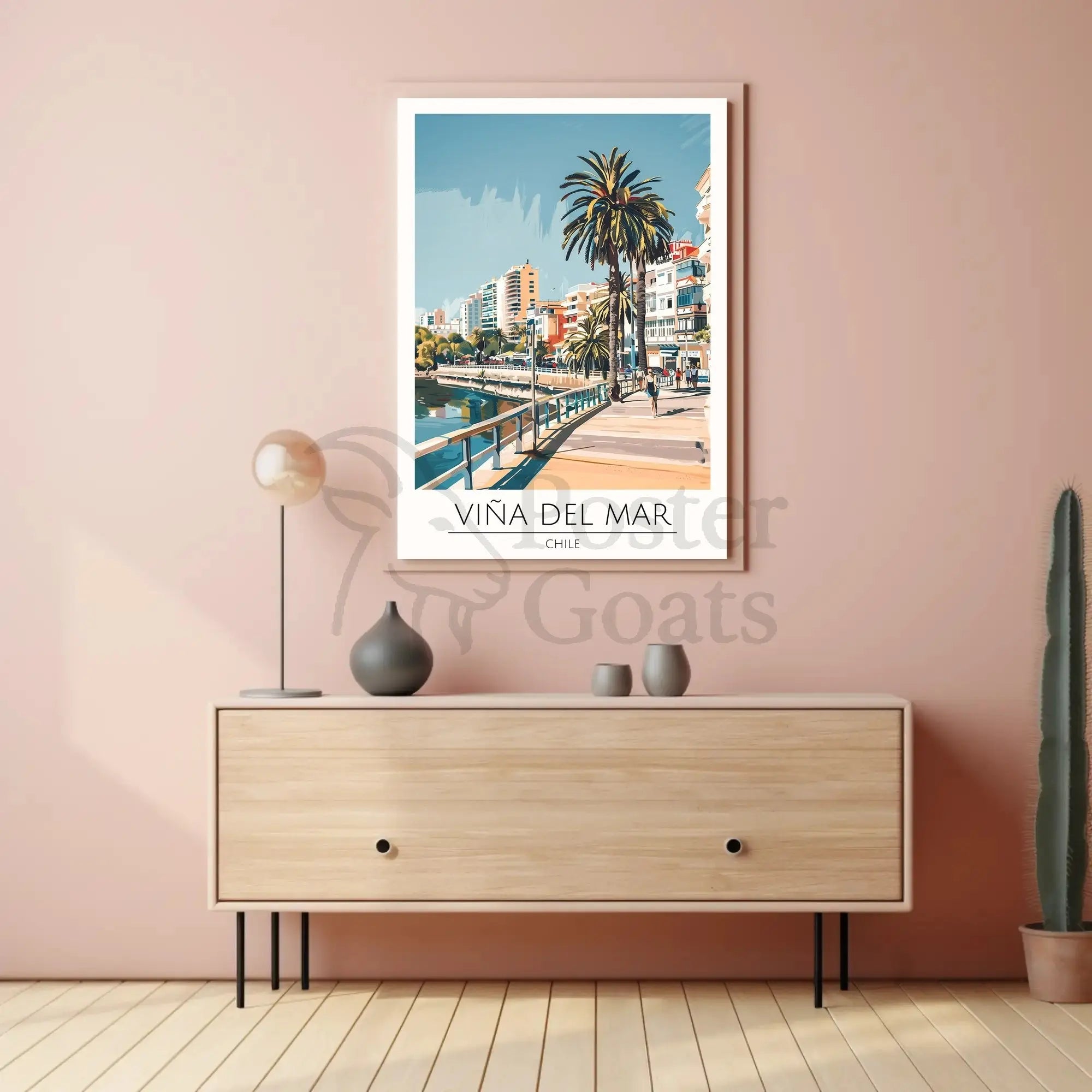 Viña del Mar Coastal Scene Travel Poster PosterGoat