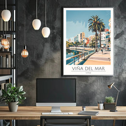 Viña del Mar Coastal Scene Travel Poster PosterGoat
