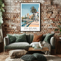 Viña del Mar Coastal Scene Travel Poster PosterGoat