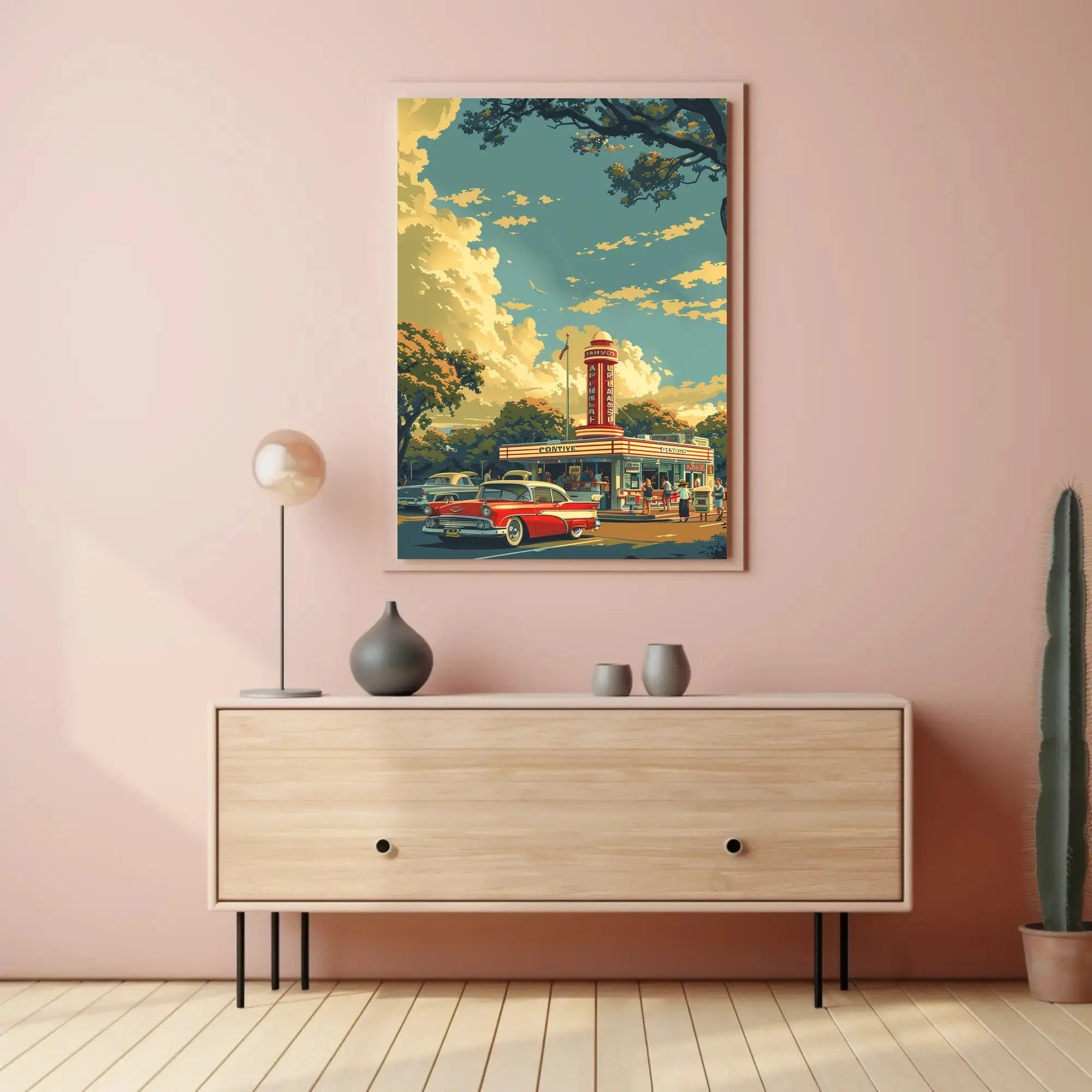 Vintage 1950s American Diner Poster - Cultural Heritage Poster PosterGoat