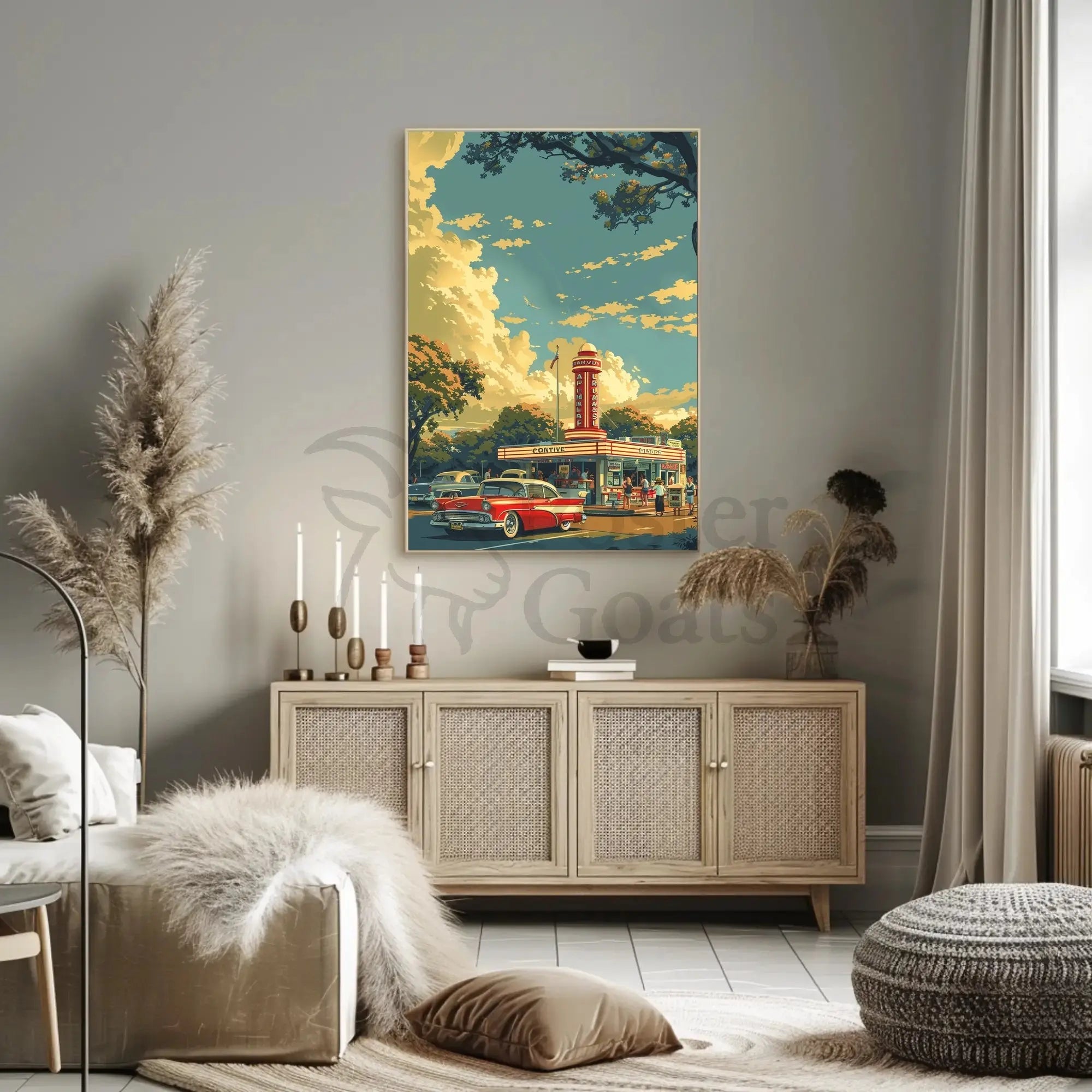 Vintage 1950s American Diner Poster - Cultural Heritage Poster PosterGoat