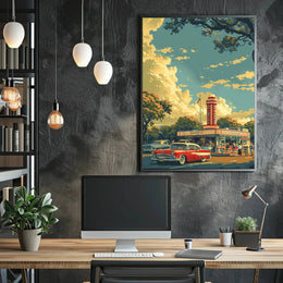 Vintage 1950s American Diner Poster - Cultural Heritage Poster PosterGoat