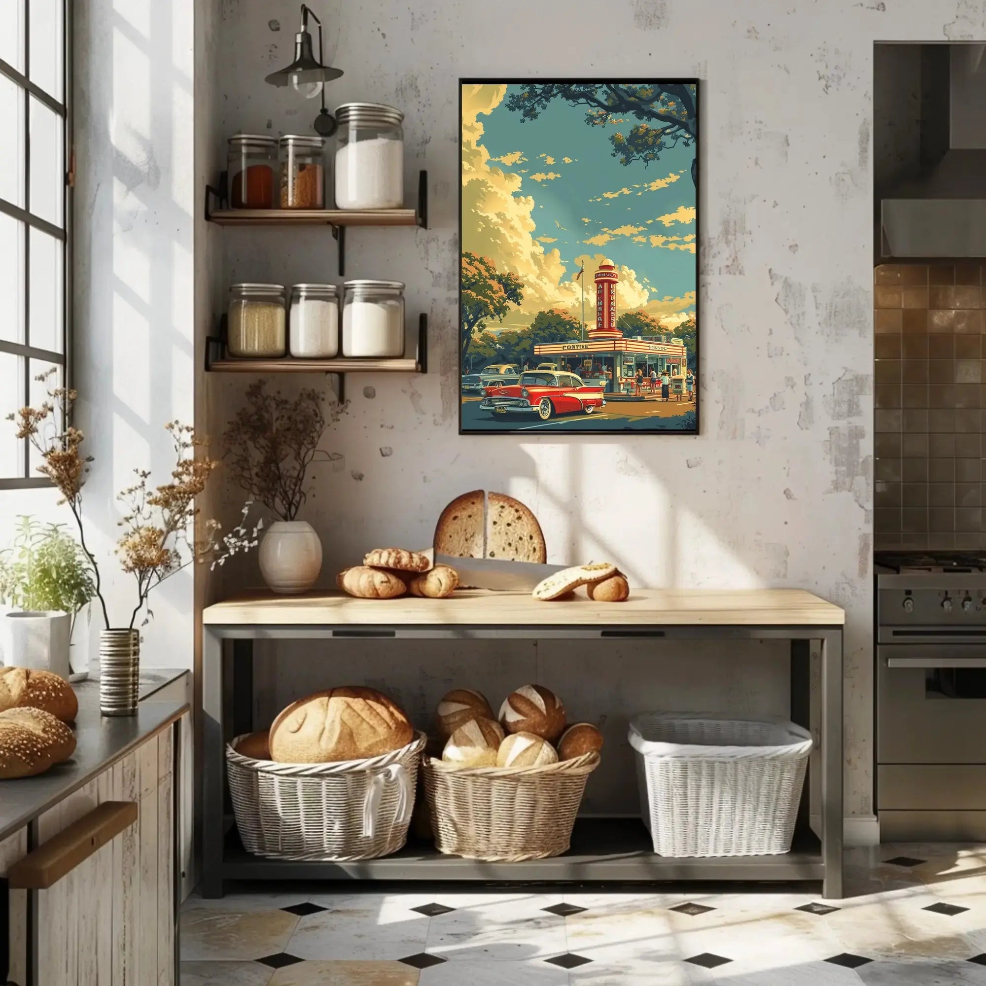 Vintage 1950s American Diner Poster - Cultural Heritage Poster PosterGoat