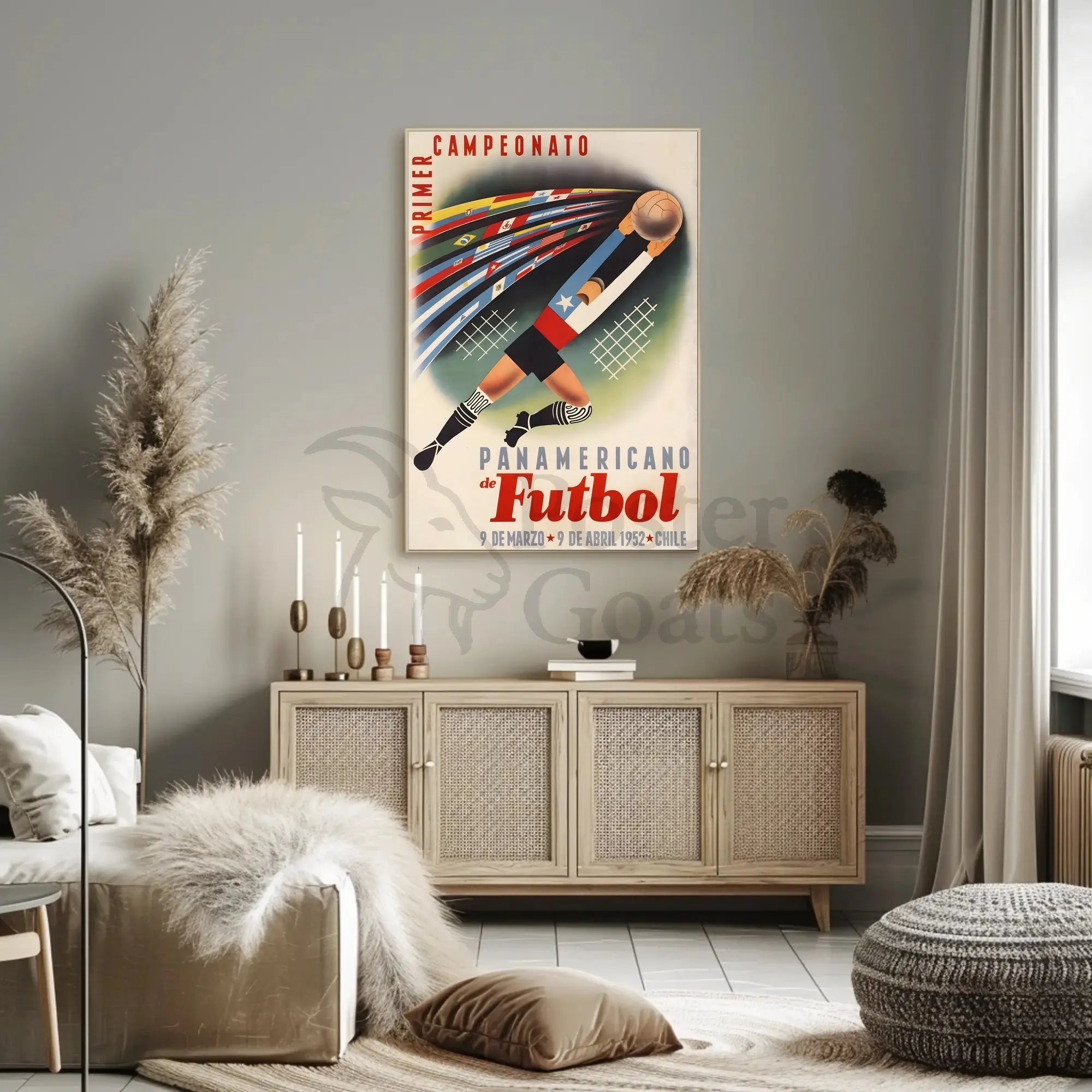Vintage 1952 Chile Soccer Event Poster Sports Poster PosterGoat