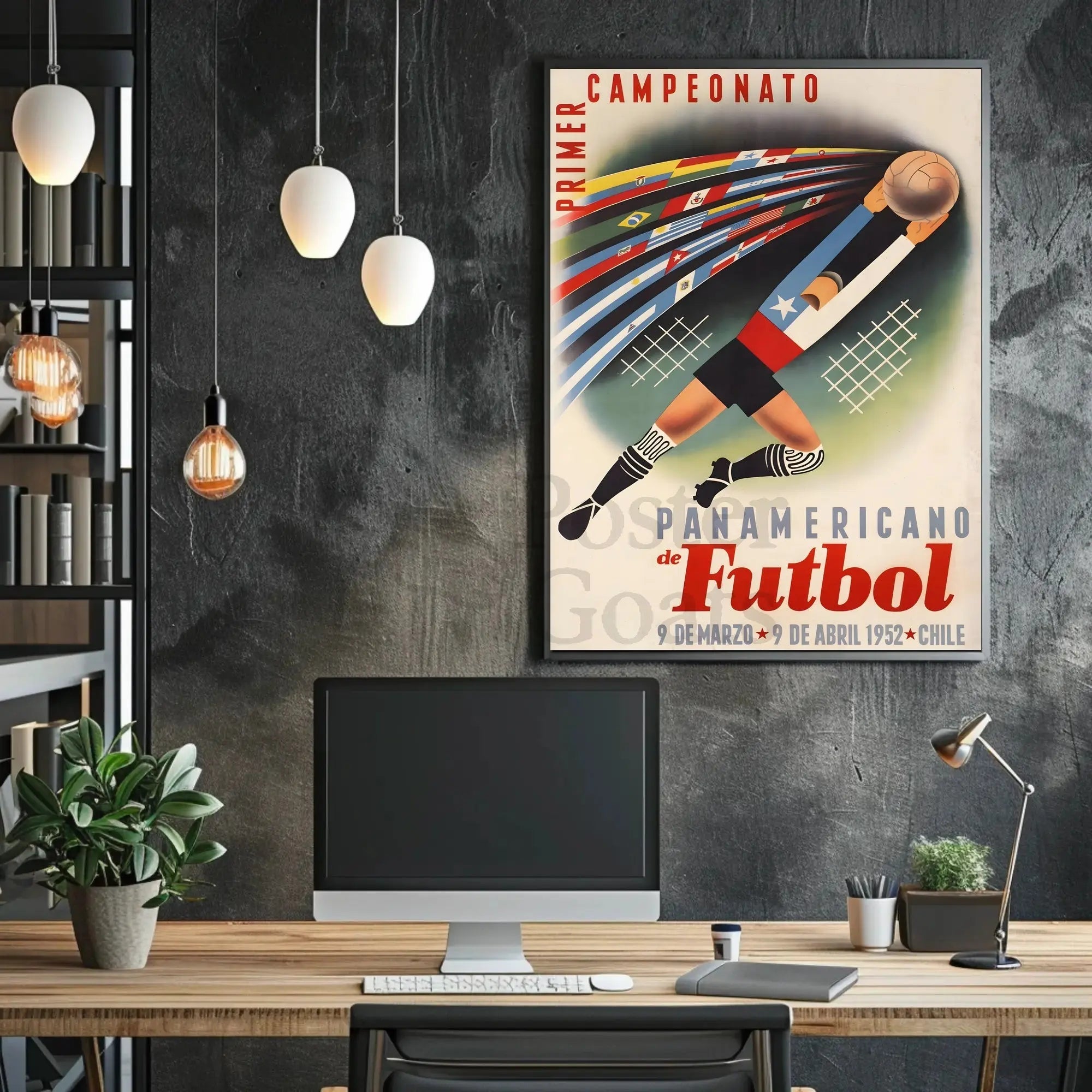 Vintage 1952 Chile Soccer Event Poster Sports Poster PosterGoat