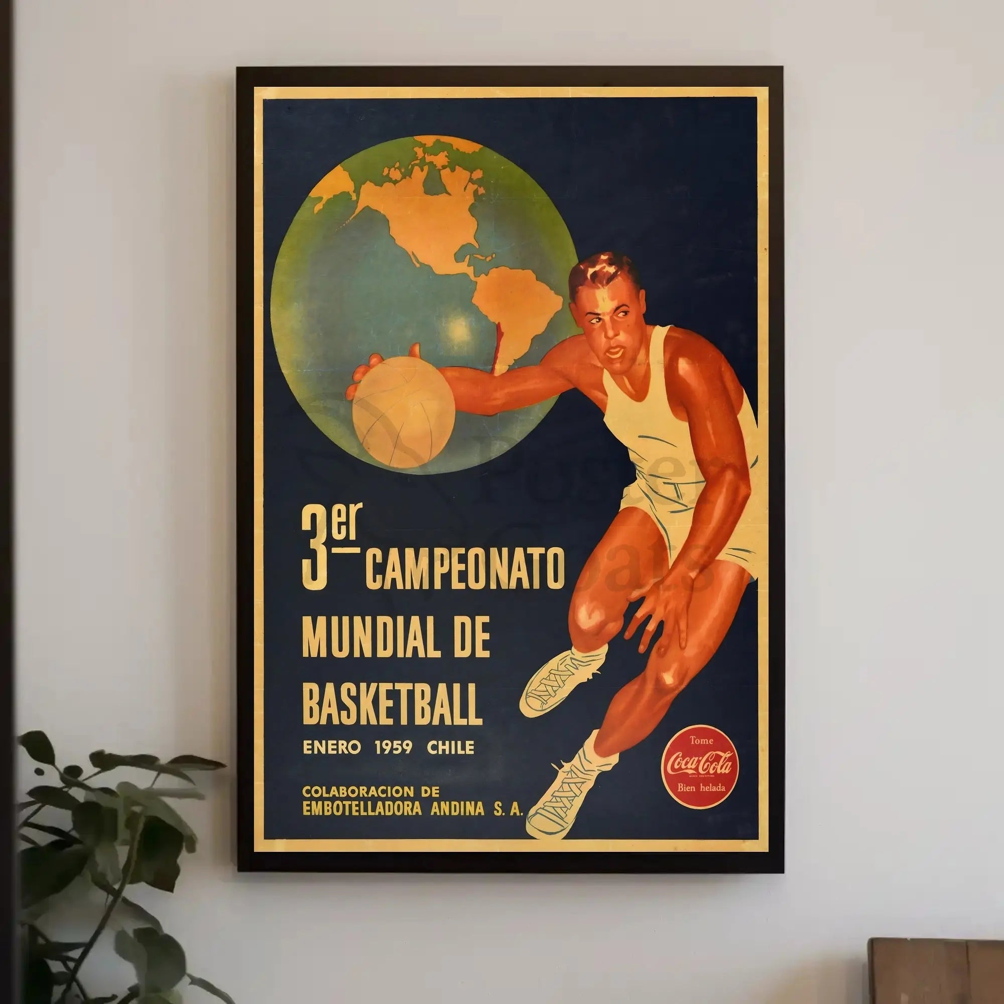 Vintage 1959 Chile Basketball Championship Poster Collectible PosterGoat