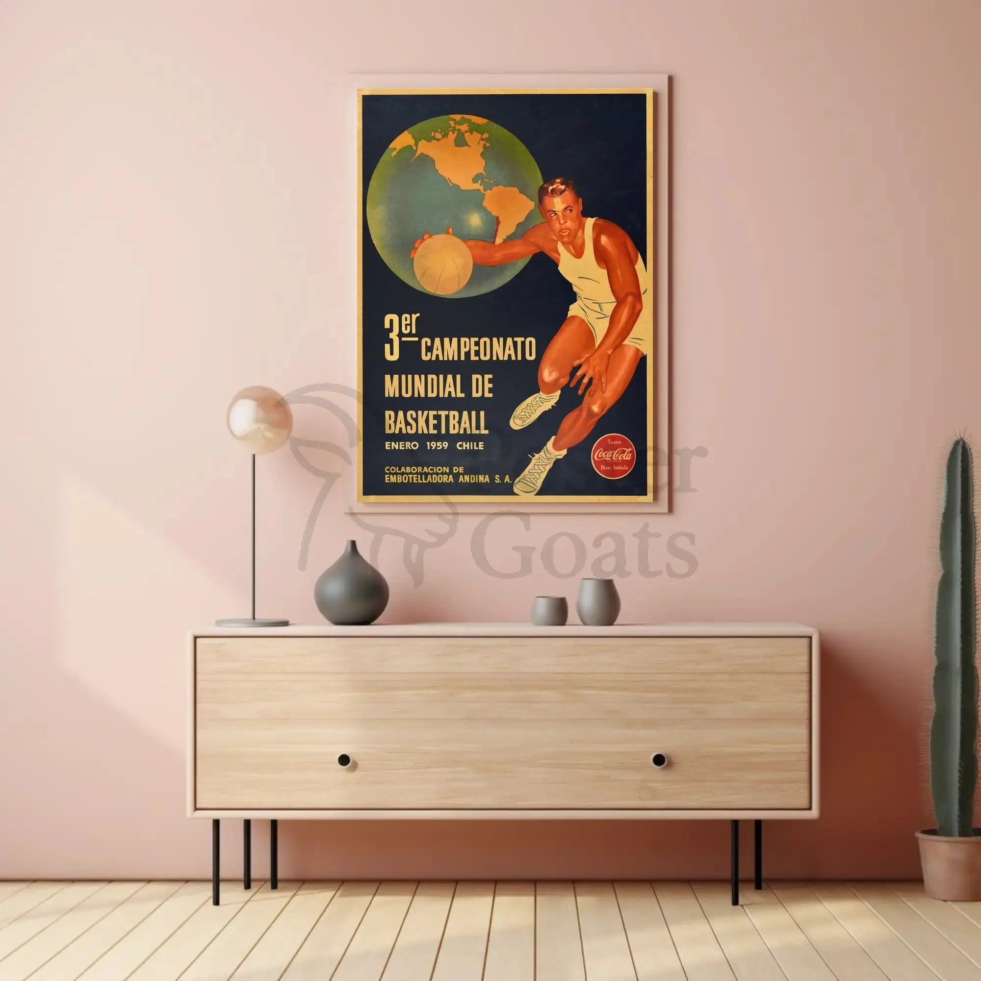 Vintage 1959 Chile Basketball Championship Poster Collectible PosterGoat