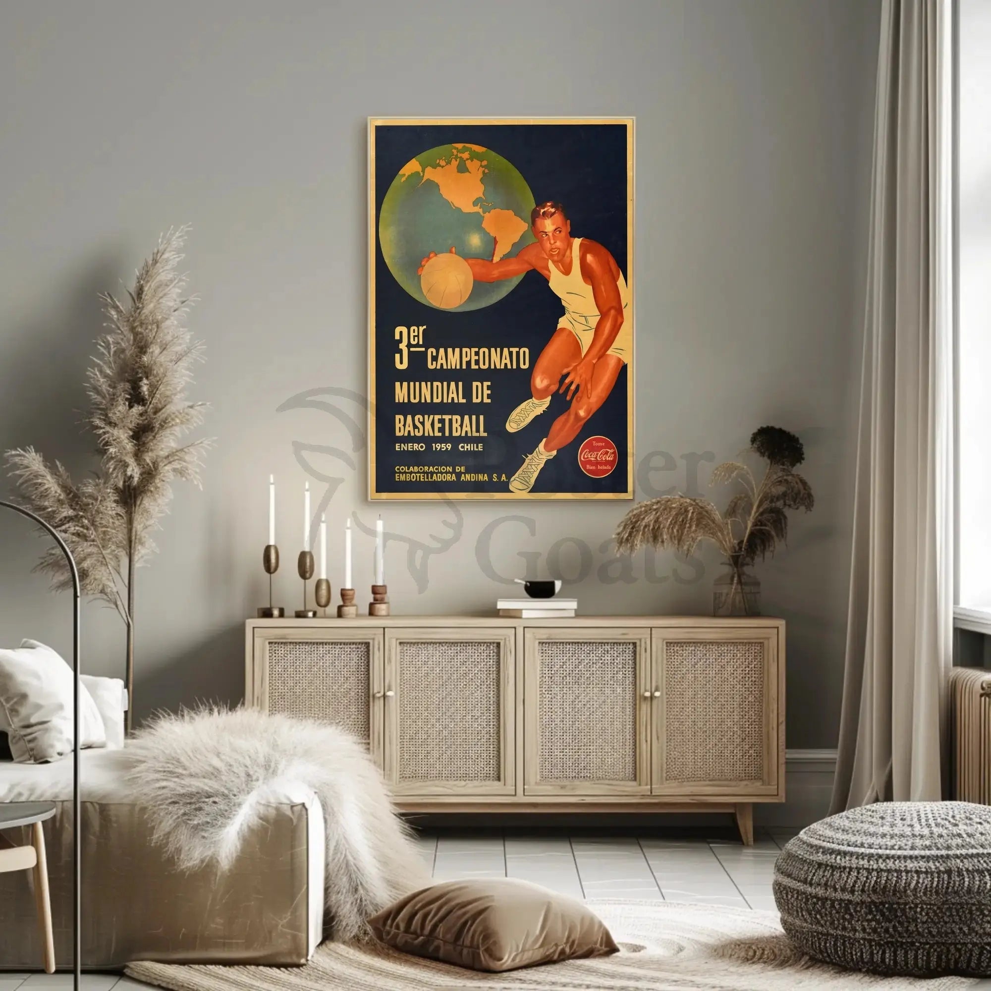 Vintage 1959 Chile Basketball Championship Poster Collectible PosterGoat
