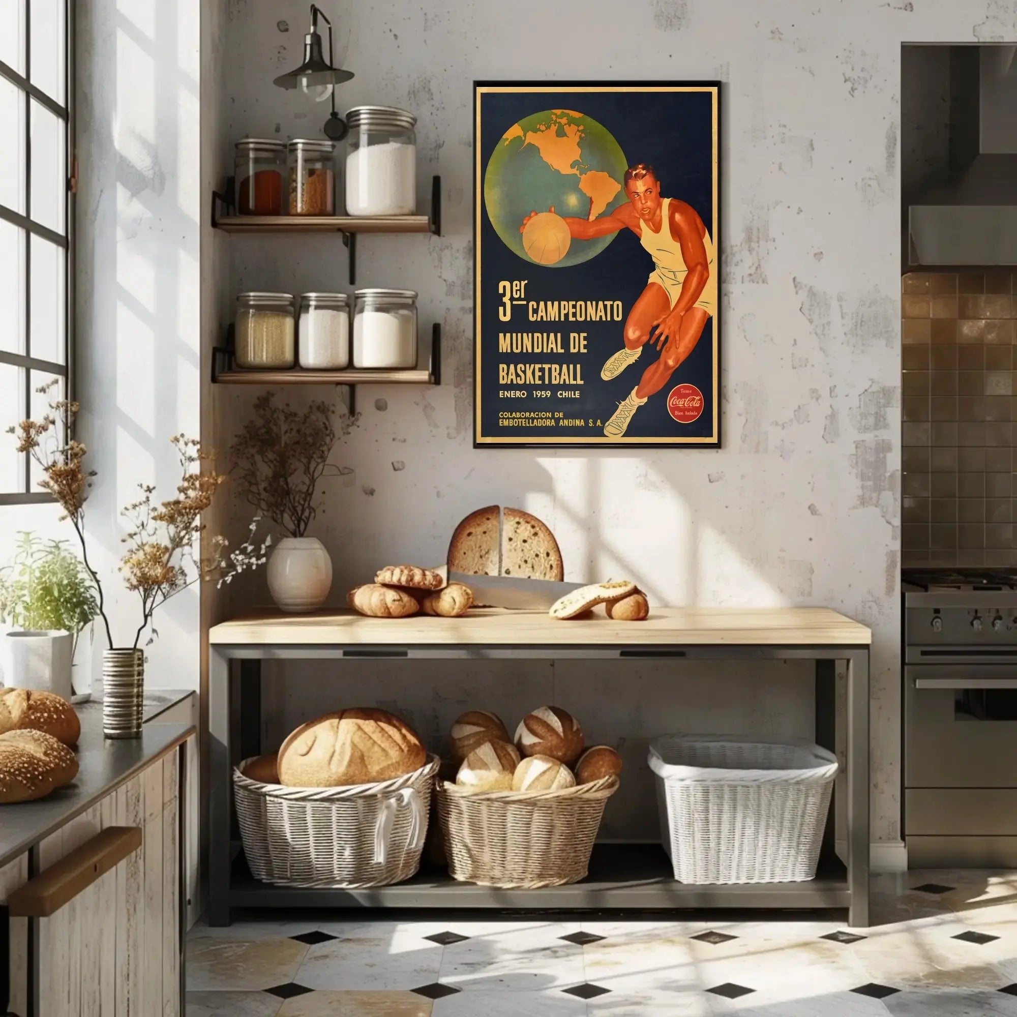 Vintage 1959 Chile Basketball Championship Poster Collectible PosterGoat