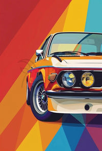 Vintage 1970s Sports Car Abstract Artistic Pop Culture Poster PosterGoat
