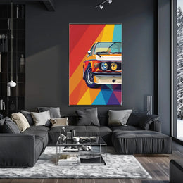 Vintage 1970s Sports Car Abstract Artistic Pop Culture Poster PosterGoat
