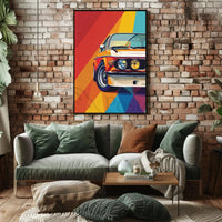 Vintage 1970s Sports Car Abstract Artistic Pop Culture Poster PosterGoat