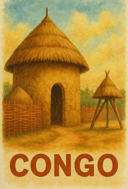 Vintage African Architecture Travel Poster PosterGoat