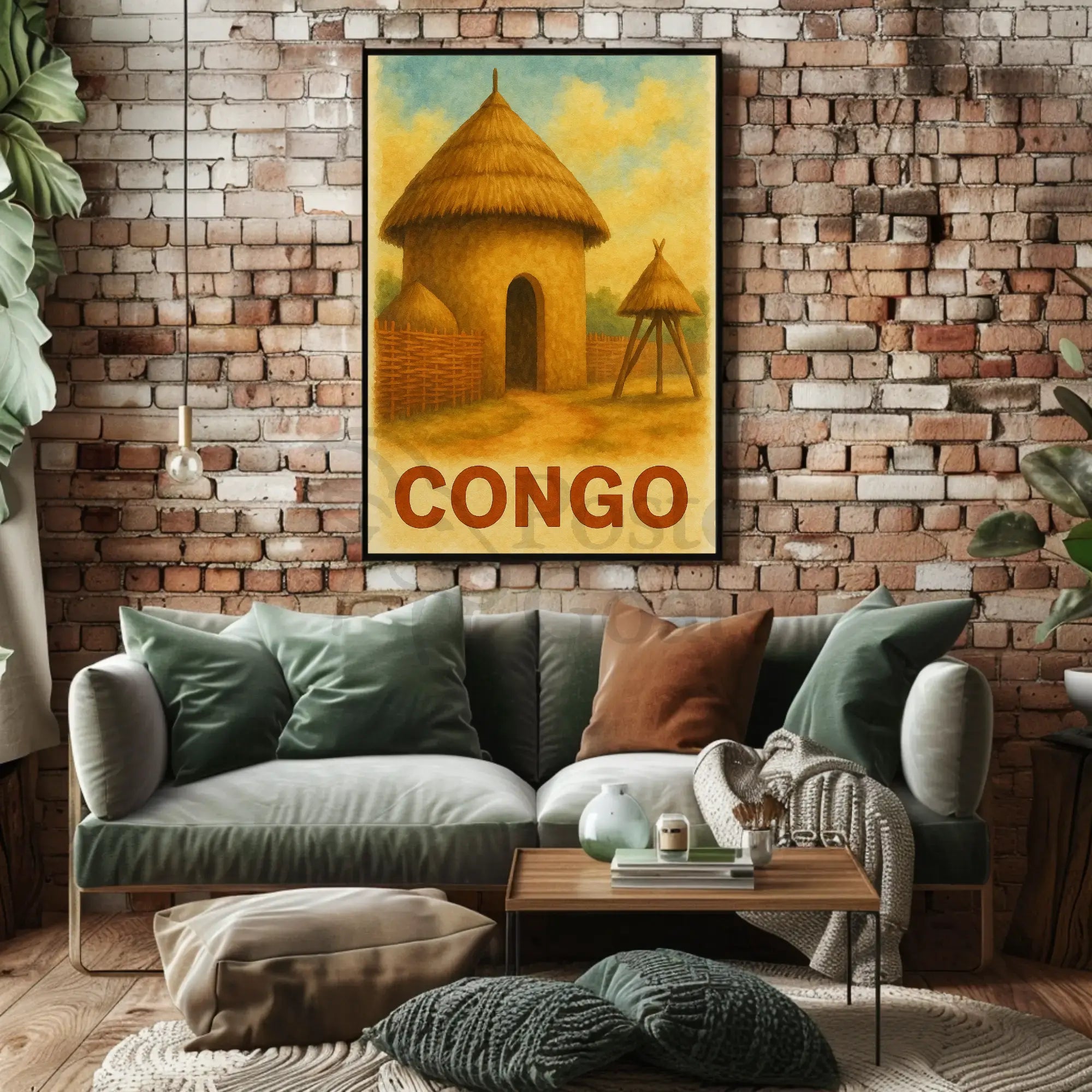Vintage African Architecture Travel Poster PosterGoat